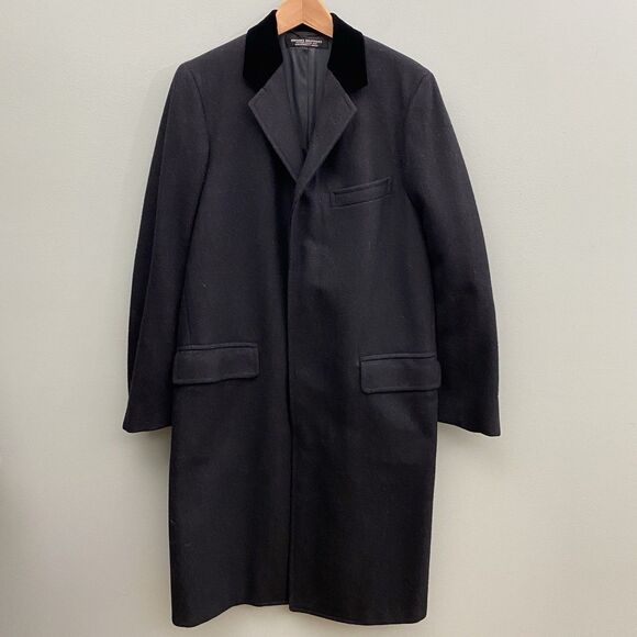 Brooks Brothers Overcoat Coat Mens 36R Black Wool Career Formal University Shop - Picture 1 of 14
